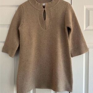 Women's Tan Crew Neck Wool Sweater